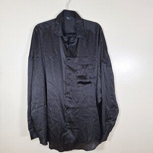 ASOS Design black satin long sleeve shirt size medium